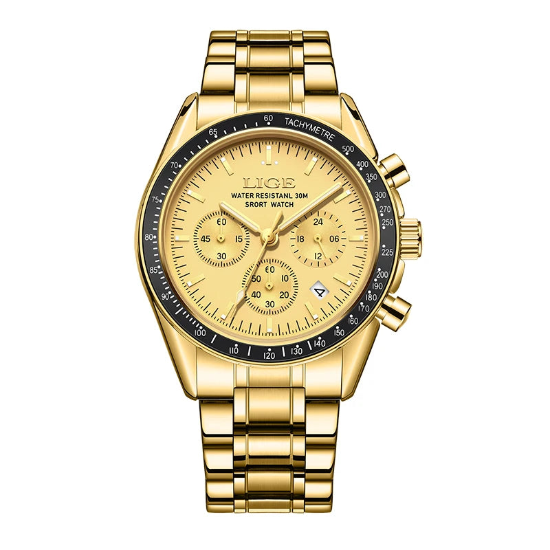 Montre Homme LIGE Luxe Fashion Quartz – Acier Inoxydable Lumineux Étanche Tendance