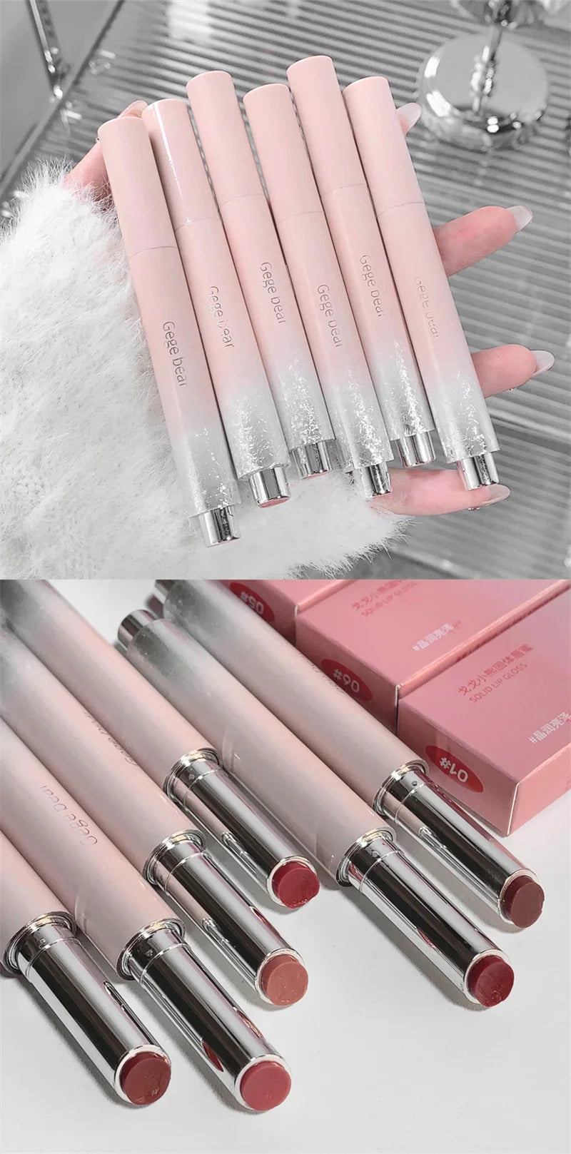 Gloss Jelly 6 Couleurs Miroir Hydratant – Rouge à Lèvres Solide Brillant Teinture Maquillage
