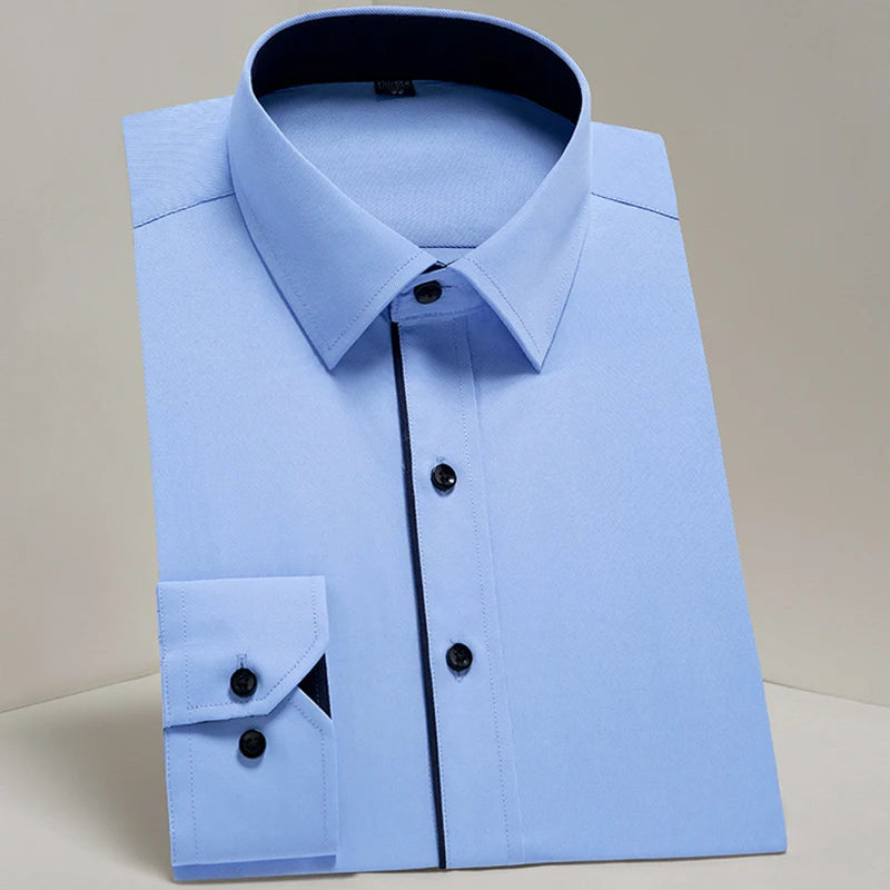Chemise Homme Classique Manches Longues Coupe Standard Formelle Business Bureau Blanche Simple Élégante Casual – Chemise Dress Shirt Tendance | Mode Homme Premium