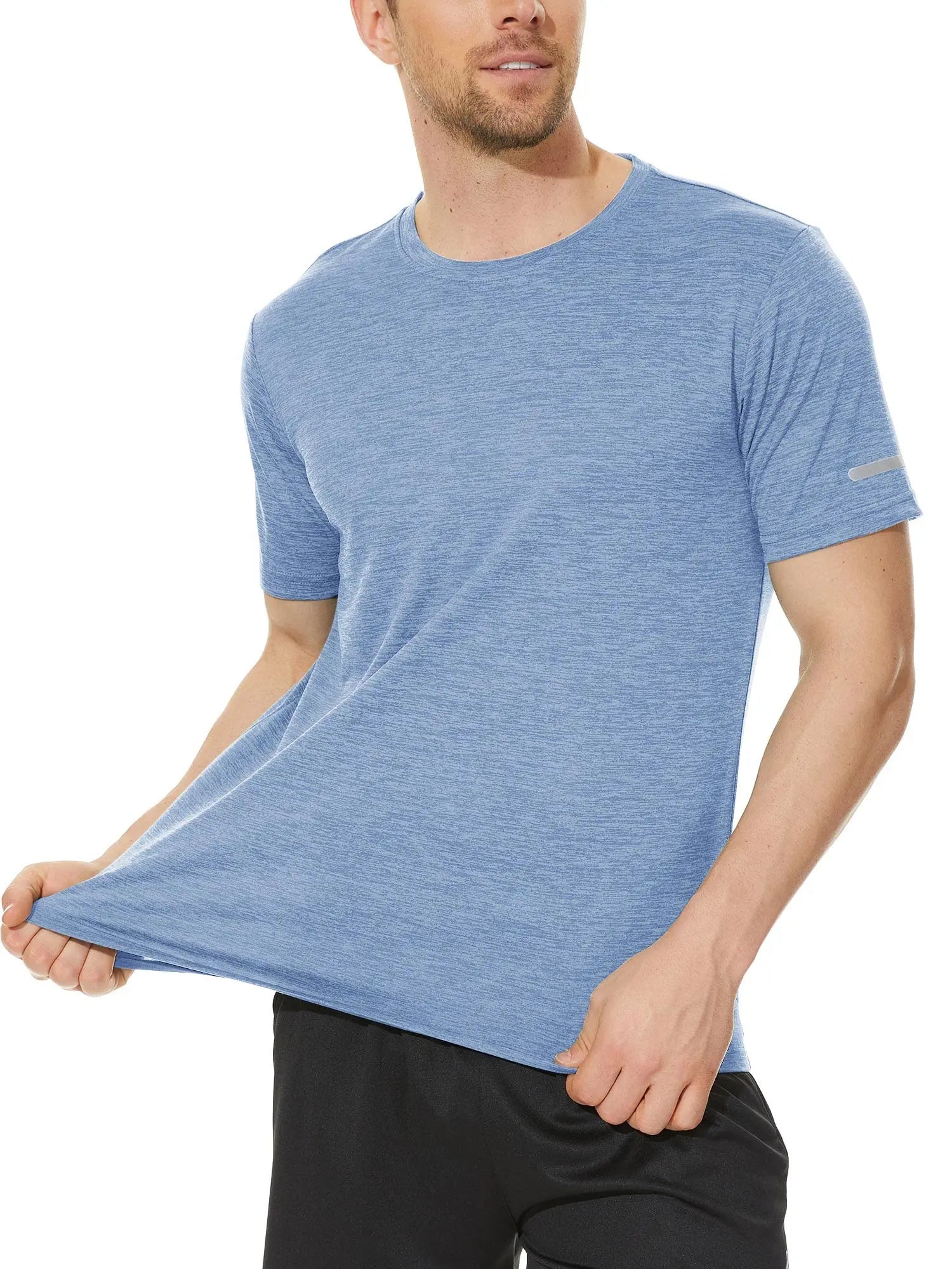 TACVASEN Quick Dry Summer T-shirts Mens Running Jogging T-shirts Crew Neck Athlete Sports Gym Fitness Pullover Reflective Shirts