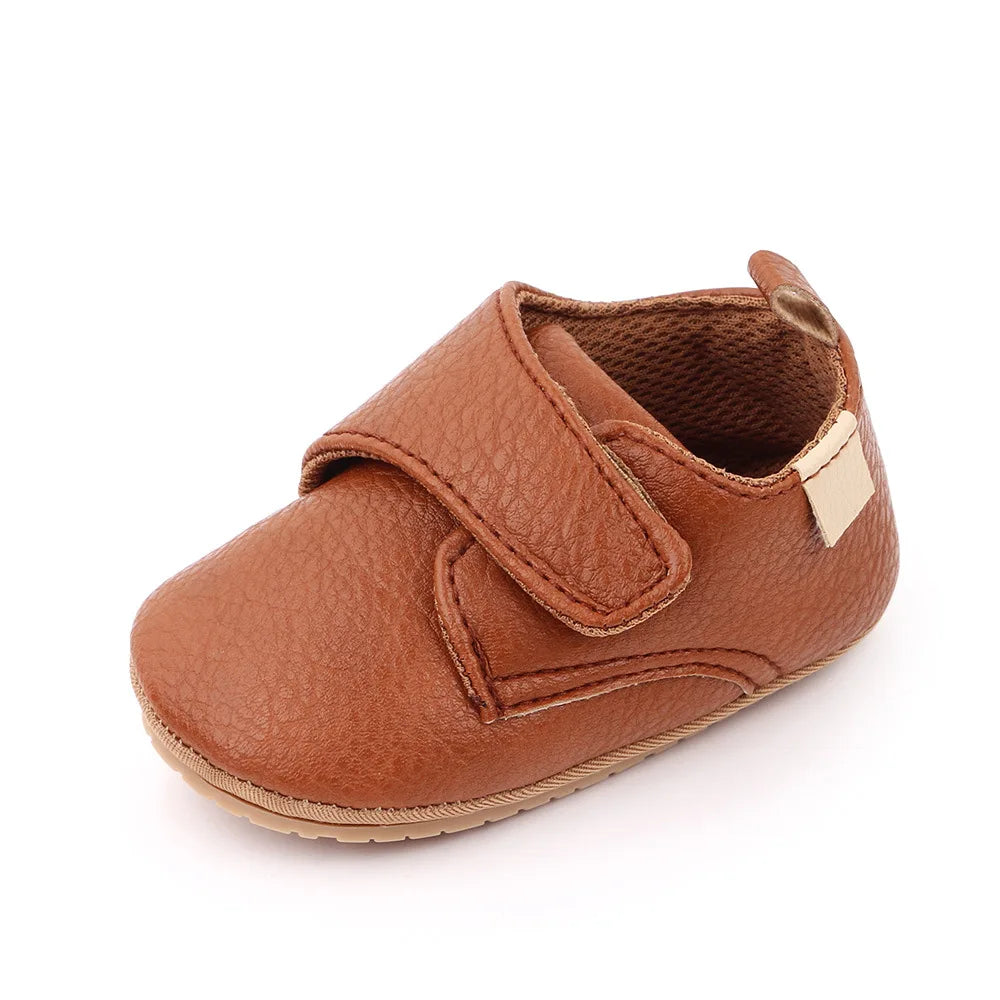 Chaussures Bébé Premiers Pas Cuir Semelle Caoutchouc Antidérapante – Mocassins Unisexe Nouveau-Né Toddler