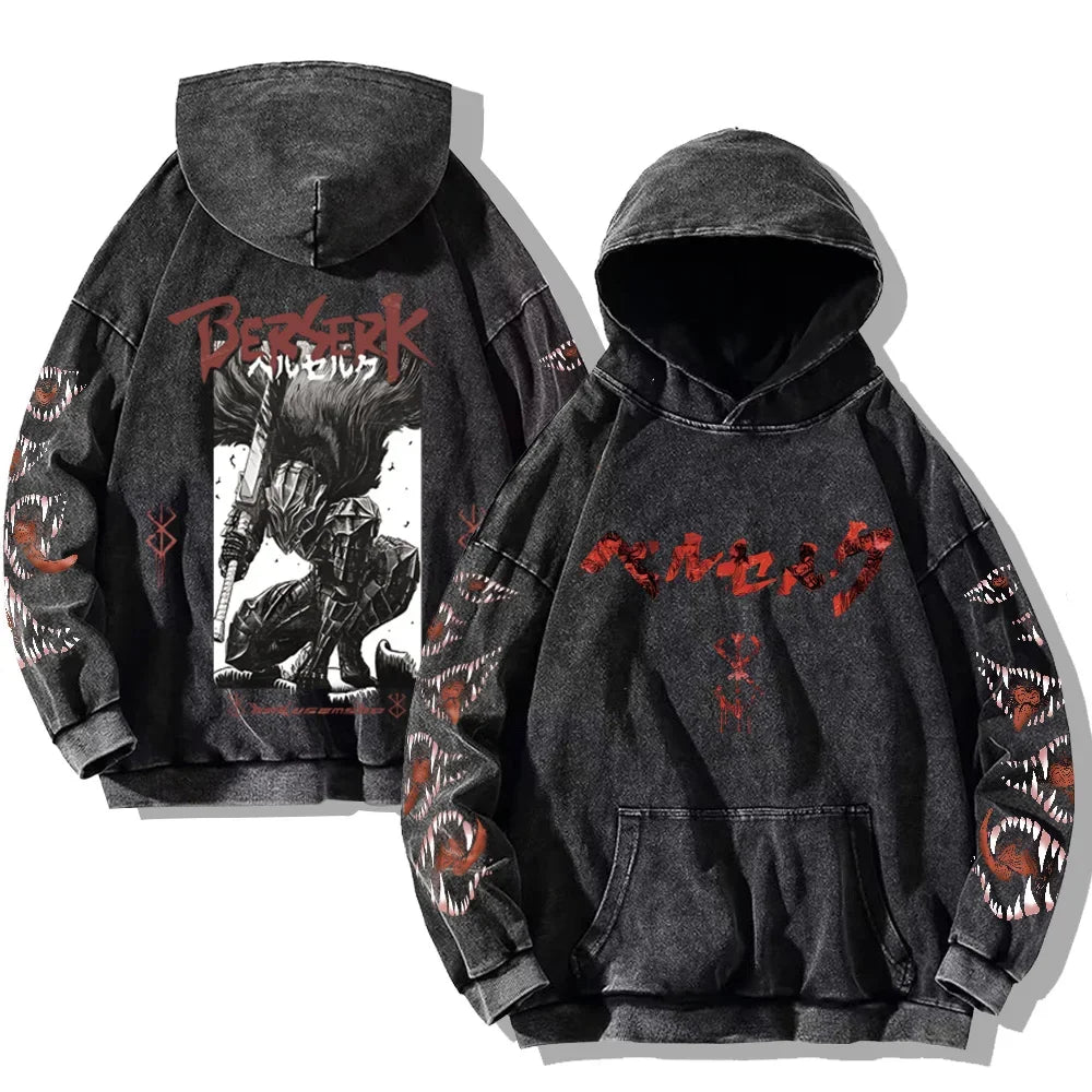 Sweat à Capuche Unisexe Gothic Vintage Washed Dents Imprimé Harajuku Rétro Manches Longues Pullover Y2K Oversized – Hoodie Dark Goth Tendance | Mode Unisexe