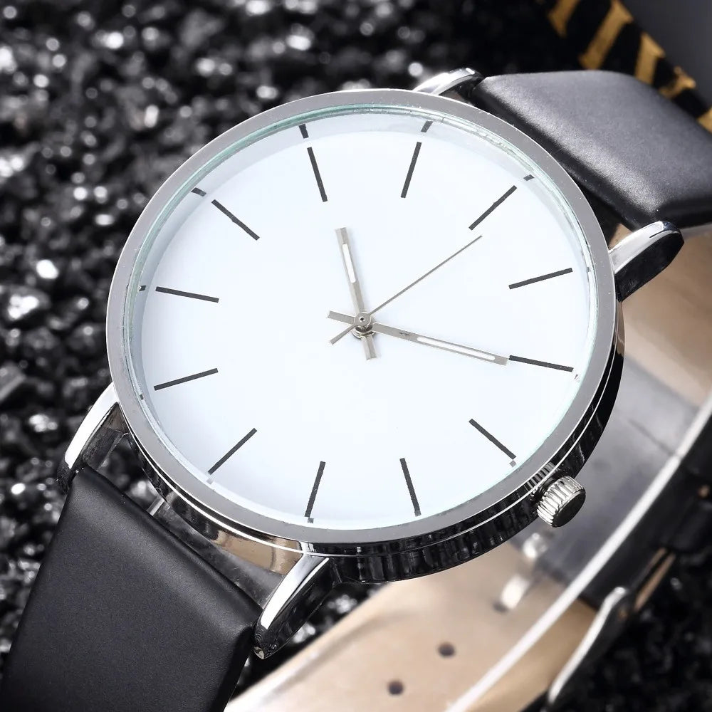 Unisex Quarzuhr Analog Rundes Zifferblatt Lederarmband – Luxus Fashion Casual Herren & Damen