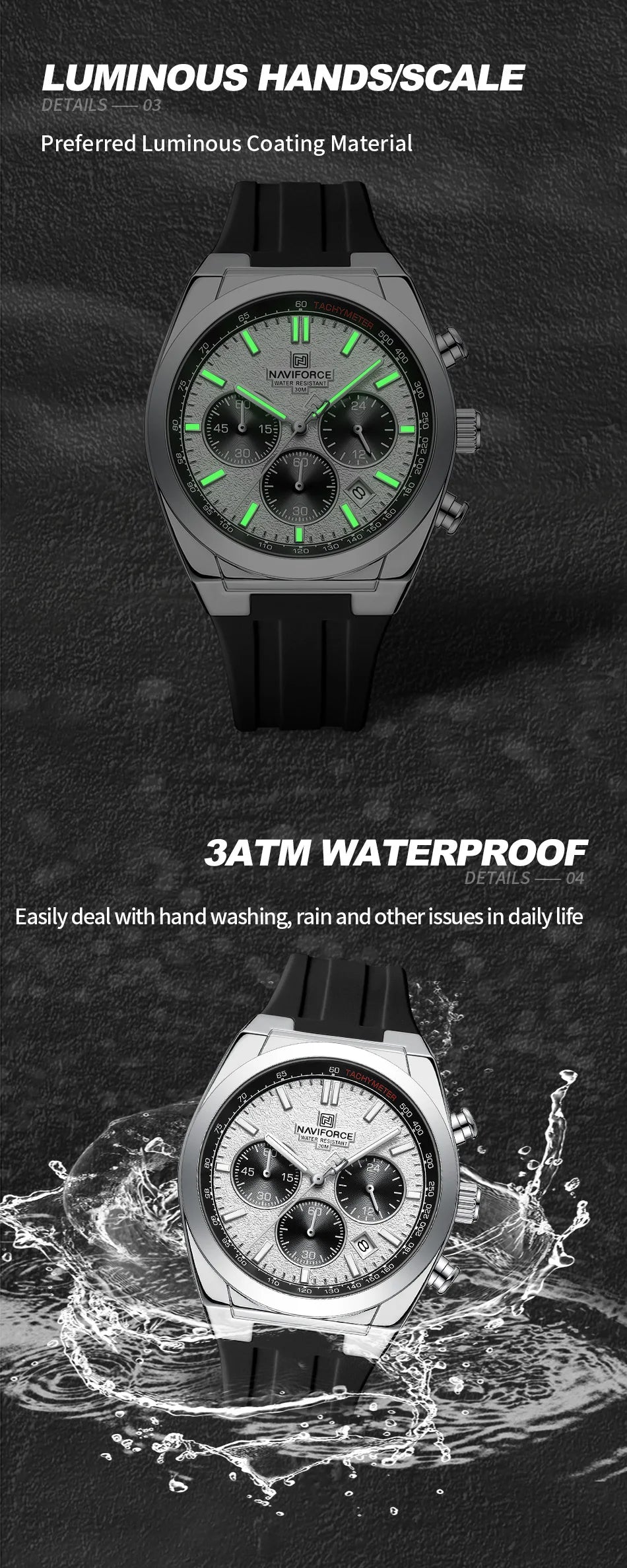 Montre Homme Naviforce 8080 Chronographe Multifonction 2025 – Sport Militaire Luxe Quartz
