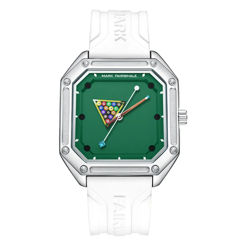 Montre Homme Mark Fairwhale 5047 Quartz Carré – Cadran Billard Lumineux Caoutchouc Fashion