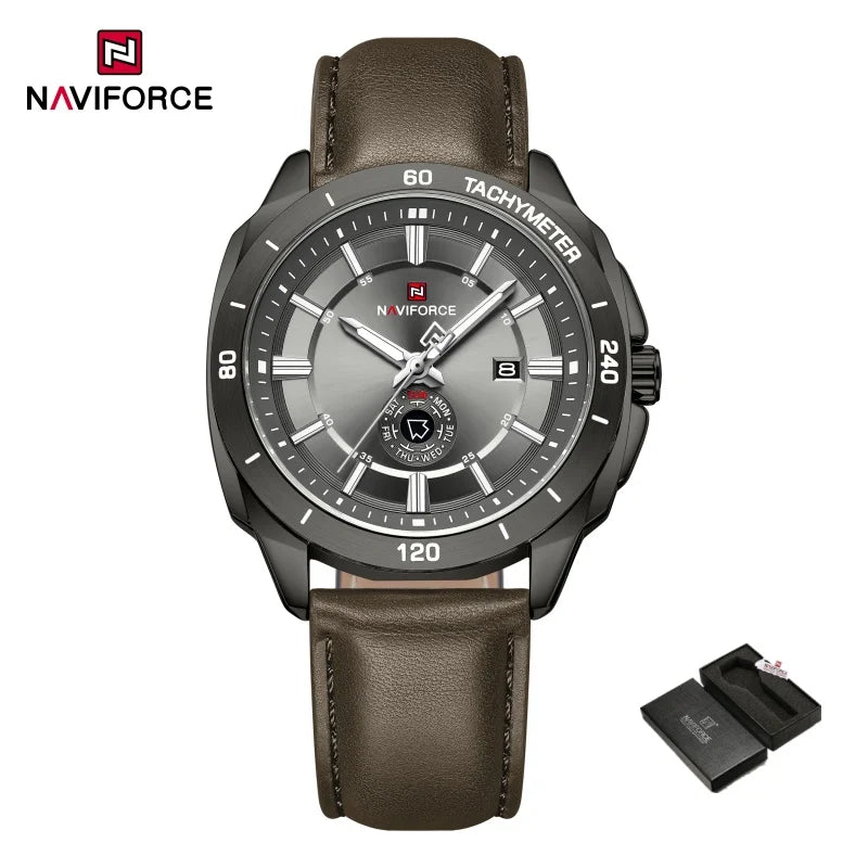Montre Homme NAVIFORCE 2026 Quartz Cuir Sport Casual Jour Date – Élégante Fashion
