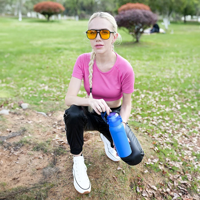 Gourde Isotherme Inox Sport + Pods Arômes Fruits Offerts – Hydratation Savoureuse | Fitness, Gym & Outdoor | Portable