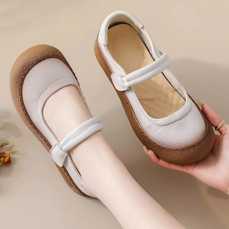 Mocassins Cuir Véritable Vintage Slip-on Femme – Bout Rond Luxe Conduite Loafers Automne