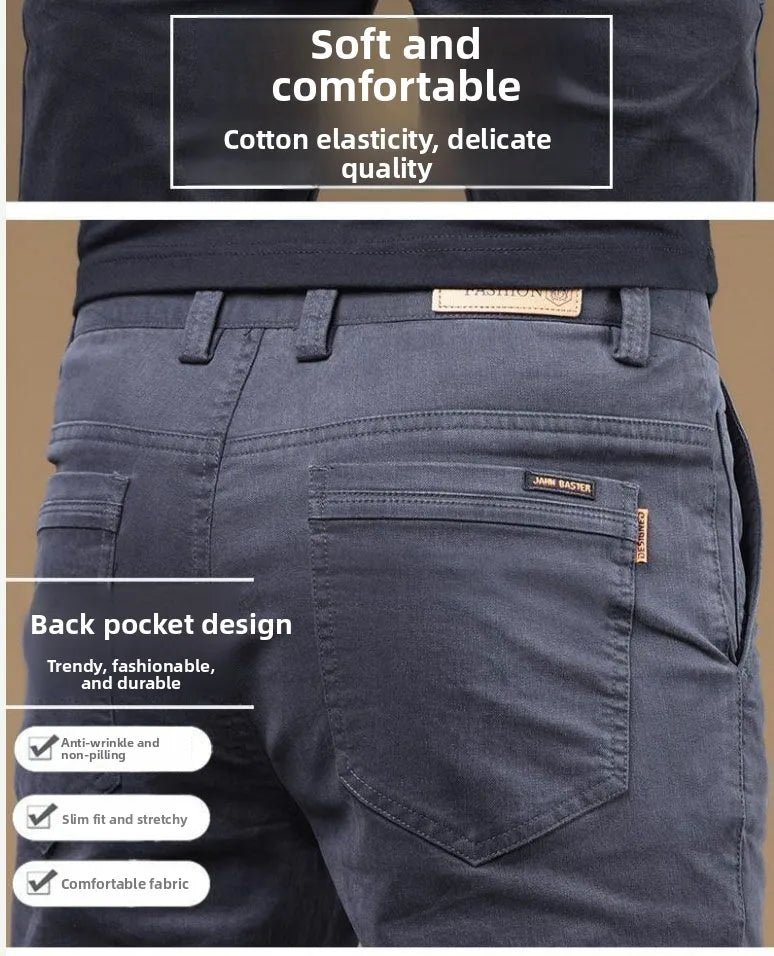 Pantalon Homme Coton Léger Été – Slim Droit Élastique Business Casual Polyvalent | Mode Homme Premium