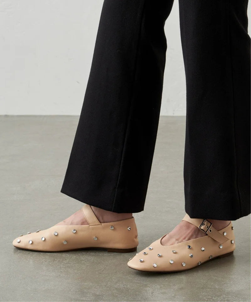 MORAZORA Ballerines Rivets Bout Carré Slip-on – Loafers Femme Noir Rouge Tailles 34-43