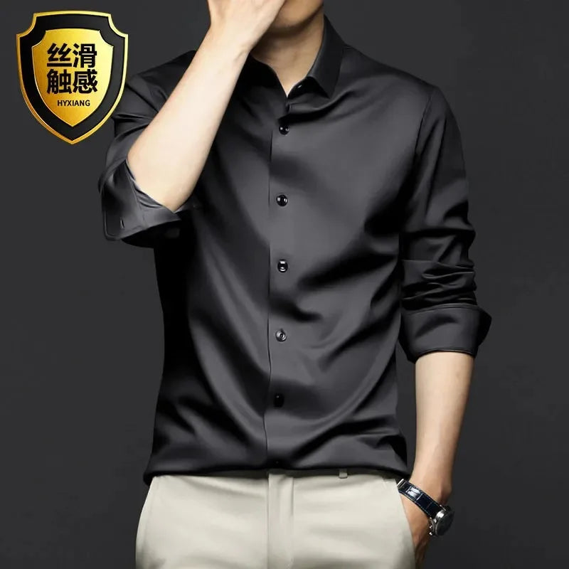 Chemise Homme Manches Longues Anti-Froissage Sans Repassage Business Dress Haut de Gamme Professionnelle Blanche S-5XL | Mode Homme Élégant Premium