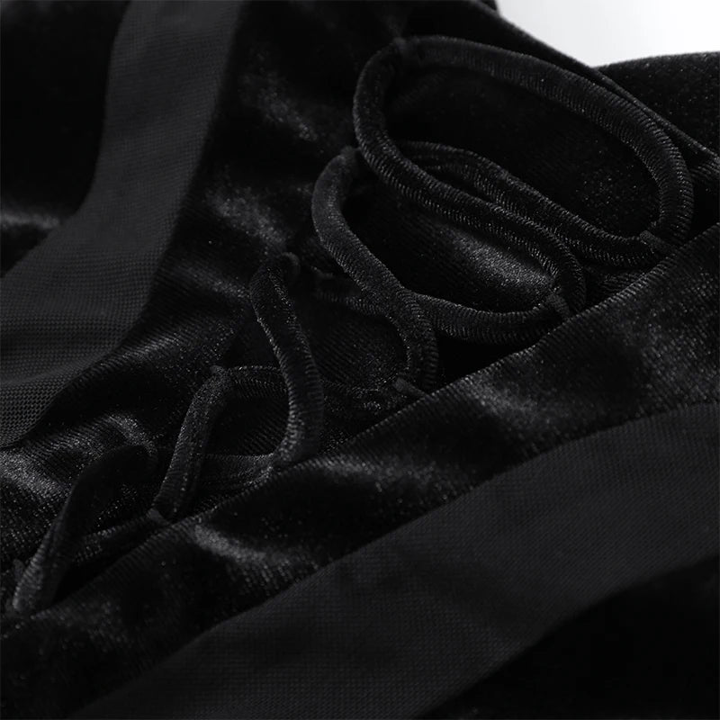 Robe Maxi Femme Velours Noir Transparente Mesh Épaules Dénudées Taille Cinée Slim – Soirée & Club | 2026