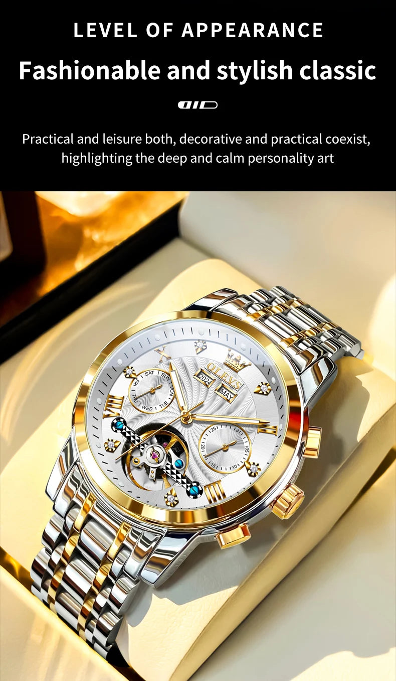 Montre Mécanique Automatique Luxe Homme OLEVS 7088 – Grand Cadran Lumineux Étanche Cadeau