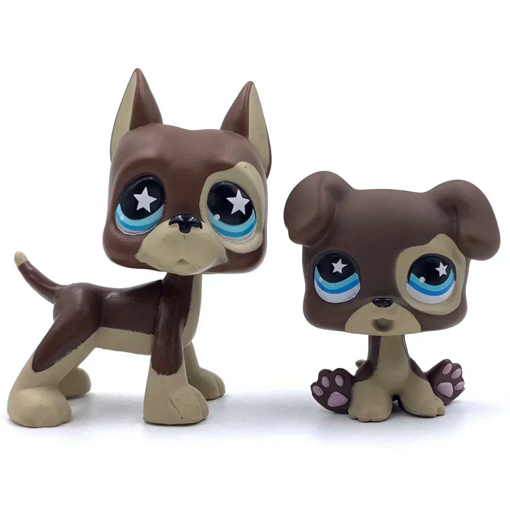 Lot 2 Figurines Animaux Rares LPS – Chat Mignon & Chien Tête Ballante Teckel Colley Cocker Danois | Jouet Collectionnable Enfants