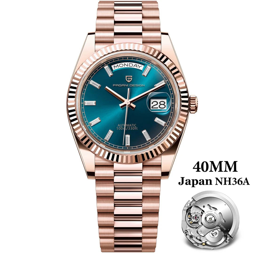 Montre Homme PAGANI DESIGN DD40 Or Rose Automatique 2026 – Saphir AR Date Luxe