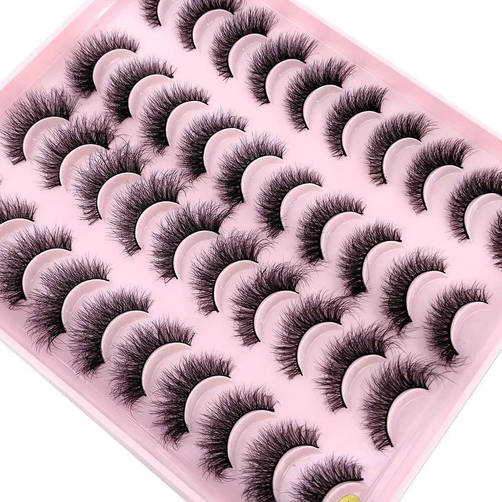 Lot 20 Paires Faux Cils Naturels 3D Vison – Extension Cils Longue Tenue | Maquillage Regard Envoûtant