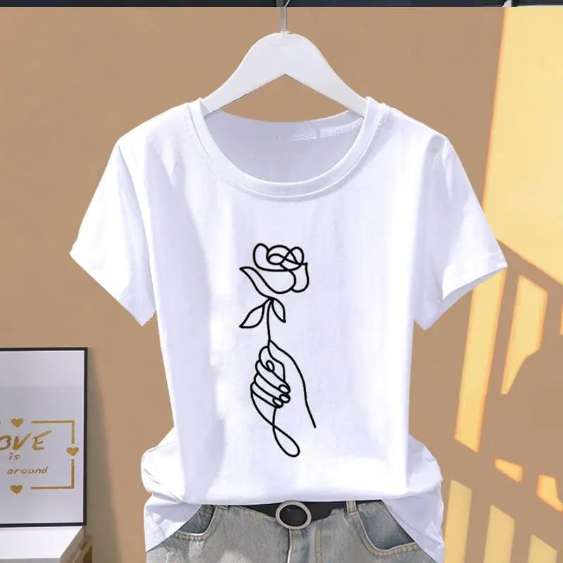 T-Shirt Modal Damen bedruckt A-Linie Rosa – Rundhals Kurzarm | Sportlich-Chicer Sommer-Stil