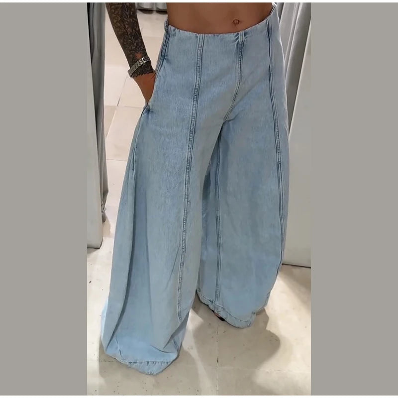 Jean Large Femme Y2K Oversize Taille Haute Baggy Jambe Large Denim – Pantalon Streetwear Chic Tendance | Mode 2025