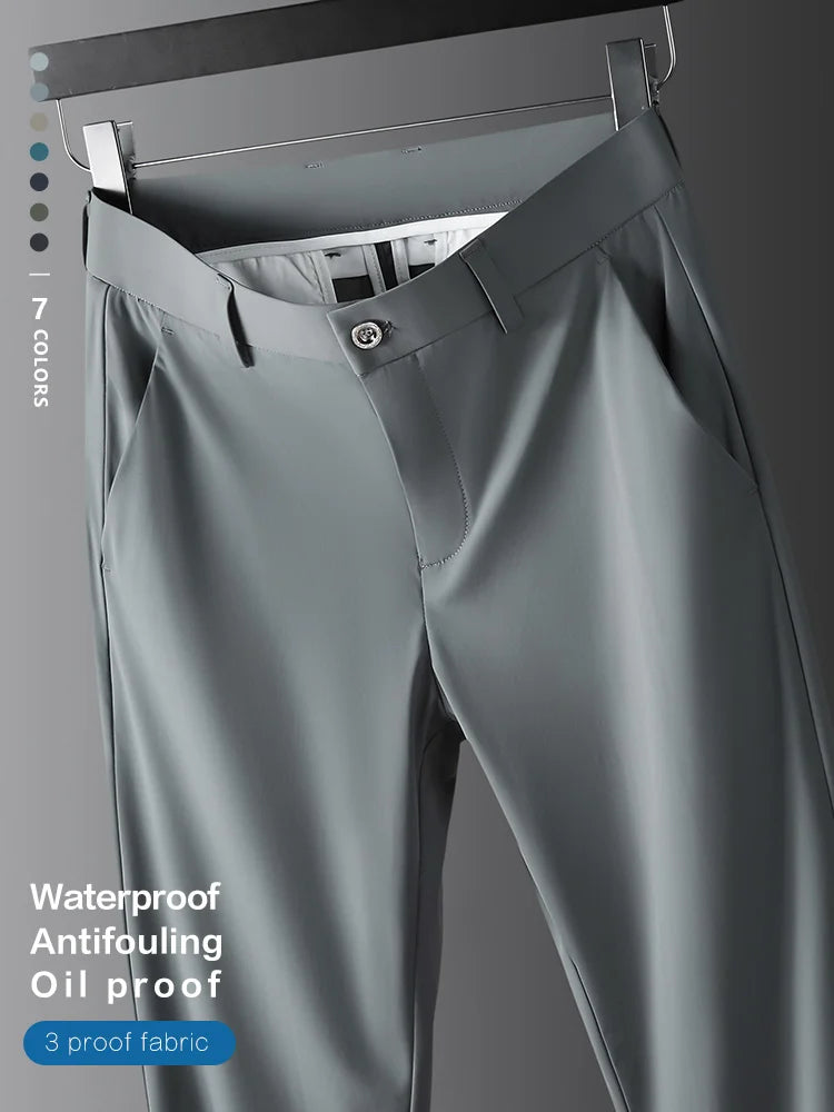 Pantalon Homme Soie de Glace Stretch Été Grande Taille – Ceinture Élastique Business Formel Jusqu'à 40 | Mode Homme Premium