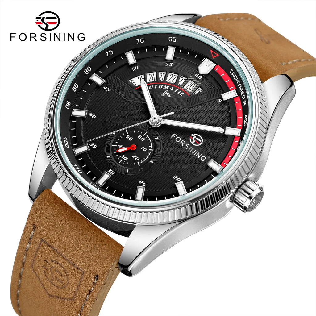 Montre Homme FORSINING Mécanique Automatique Chronographe Calendrier Cuir & Acier – Luxe Haute Qualité