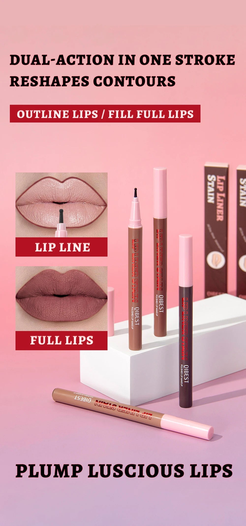 Lip Liner Liquide Mat Waterproof – Applicateur Sponge Tip Teinture | Contour Lèvres Longue Tenue
