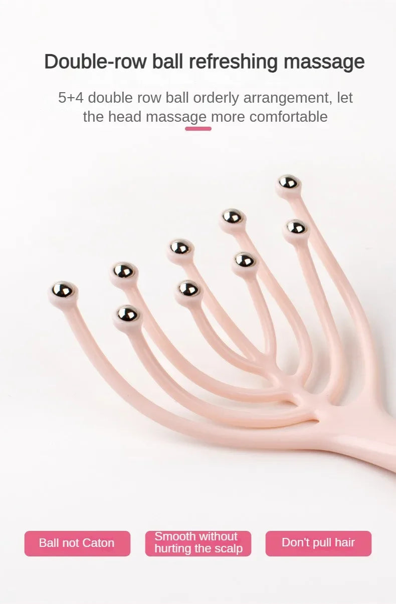 Masseur Cuir Chevelu 9 Griffes – Boules Acier Anti-Stress & Stimulation Capillaire | Relaxation Tête & Nuque