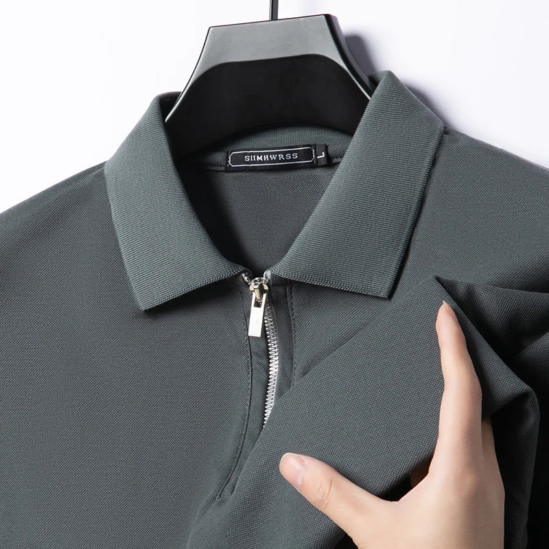Polo Homme Été Slim Fit Col Retourné Demi-Zip Respirant Manches Courtes Couleur Unie Confortable | Mode Homme Élégant Casual