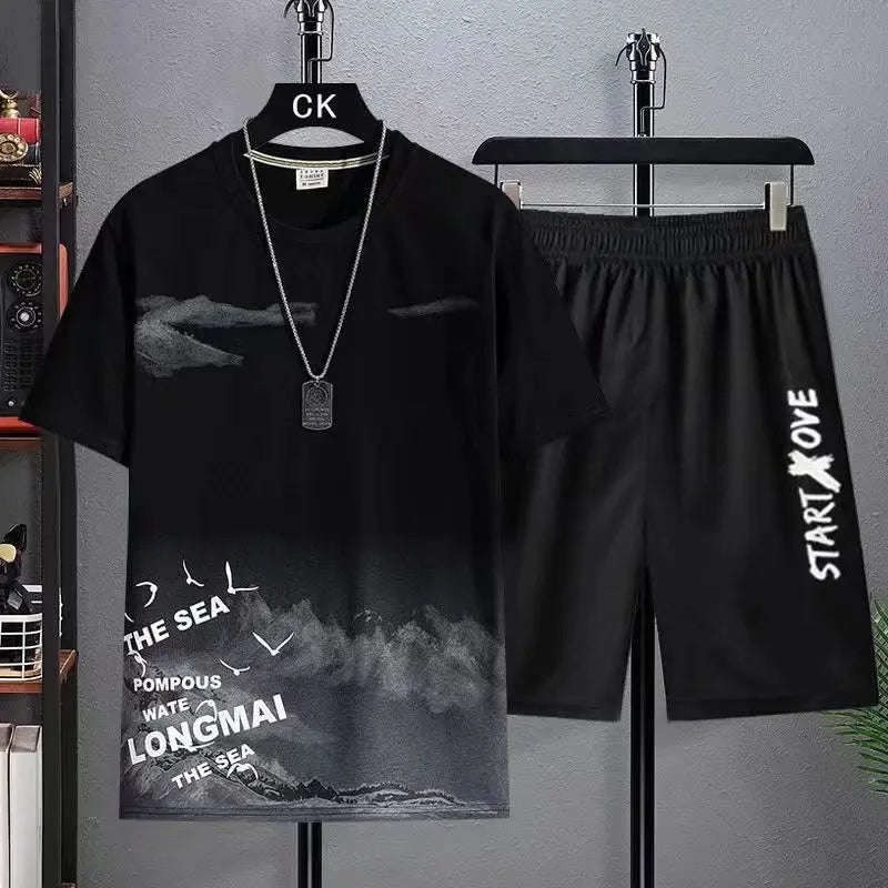 Herren 2-Teiler Kurzarm-T-Shirt + Shorts Schnelltrocknend Sport Outdoor Laufen Sommer Leicht Lässig Bequem Trendig Leistungsstark – Premium Sport-Set 2-Teiler T-Shirt Shorts Schnelltrocknend Sommer | Premium Herren Sportswear Mode