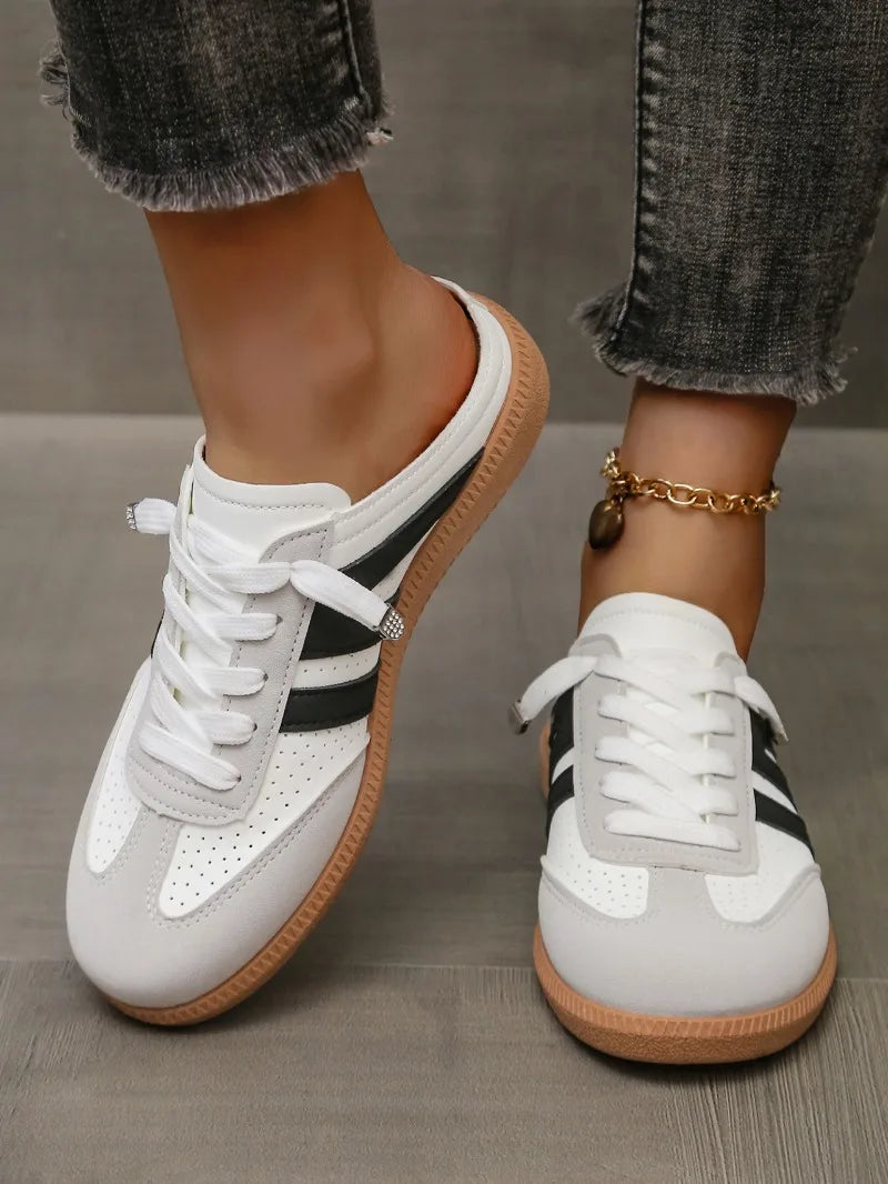 Sneakers Clogs Plateforme Baotou Femme 2025 – Bout Rond Flat Sport Casual Slip-on Été