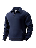Sweat Homme Quarter Zip Col Polo Roulé Couleur Unie Pullover Manches Longues Casual Outdoor Quotidien Automne Confortable Élégant – Sweatshirt Zippé Premium | Mode Homme Automne Premium