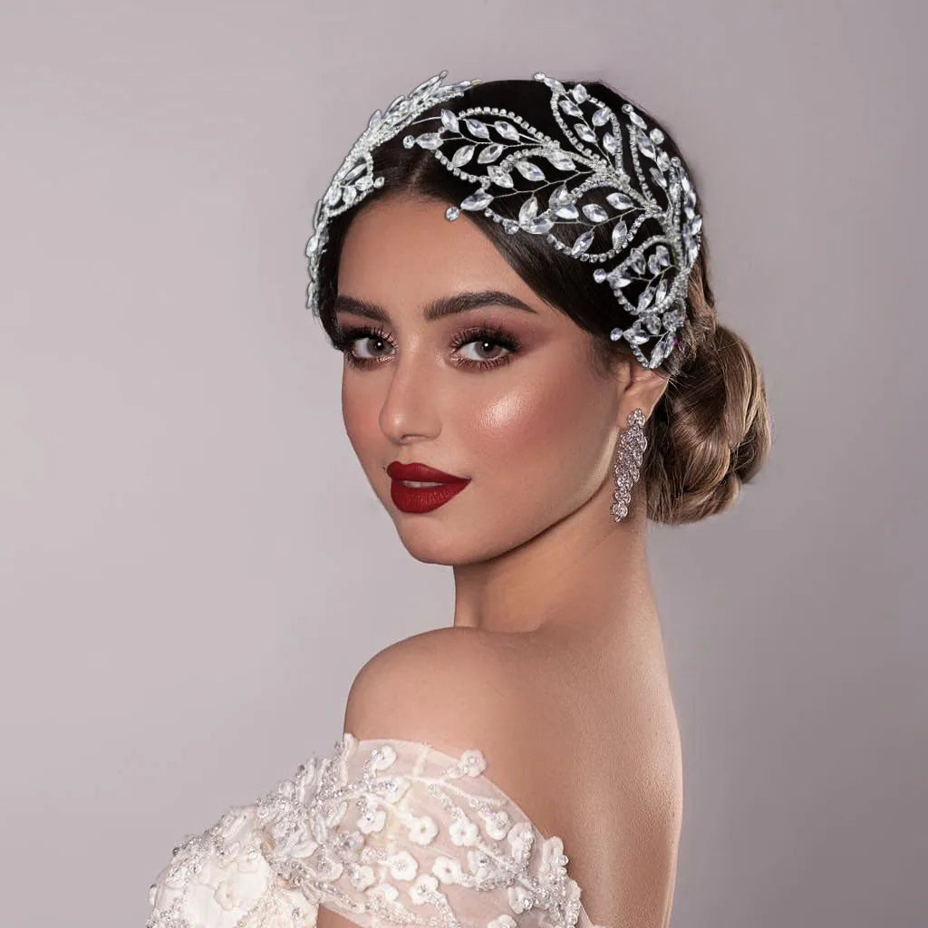 Diadème Cristal Mariée Luxe – Couronne Strass Rhinestone | Tiare Nuptiale Mariage, Soirée & Concours | Bijou de Tête Femme Premium