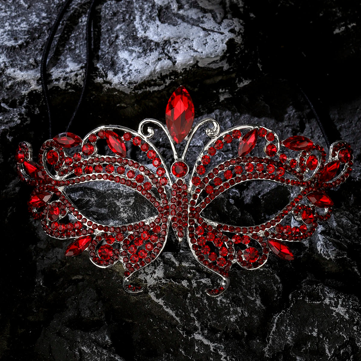 Masque Demi-Visage Papillon Strass - Mascarade, Halloween & Soirée