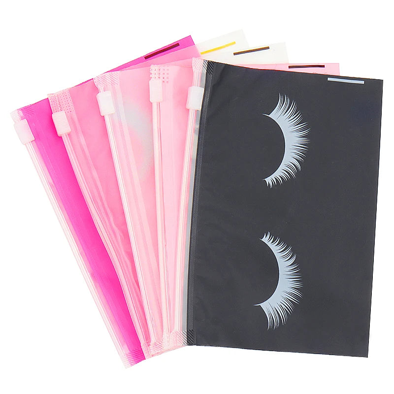 Pochettes Aftercare Extension Cils – Lot 10 Pcs avec Fermeture Éclair | Emballage Professionnel