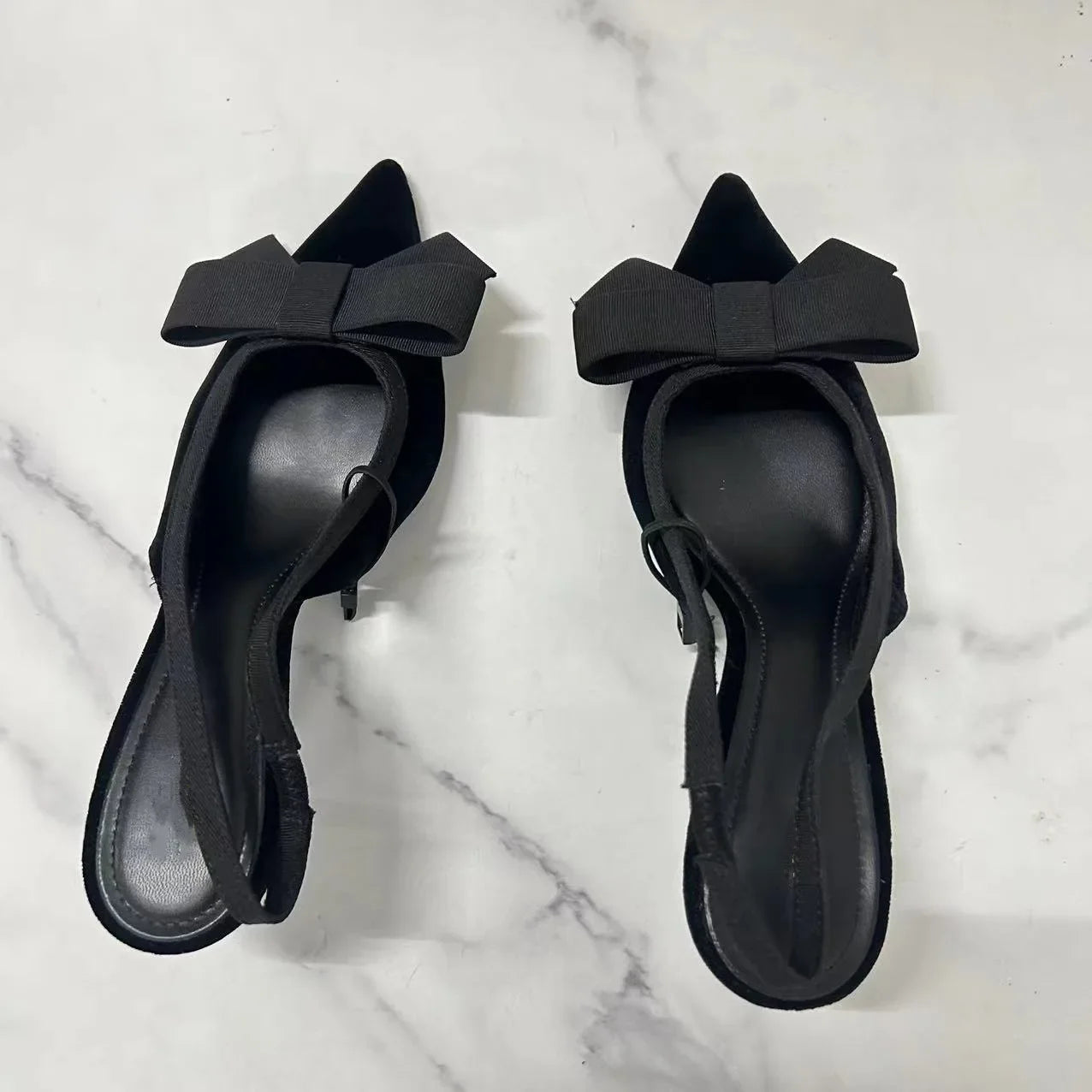 Mules Nœud Papillon Slingbacks Talon Fin Femme – Bout Pointu Élégant Dress Fashion