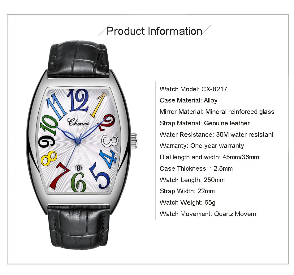 Montre Homme Bracelet Cuir Luxe Fashion Lumineux Quartz Calendrier Étanche Élégante Intemporelle | Montre Homme Cuir Luxe Fashion Lumineux Premium
