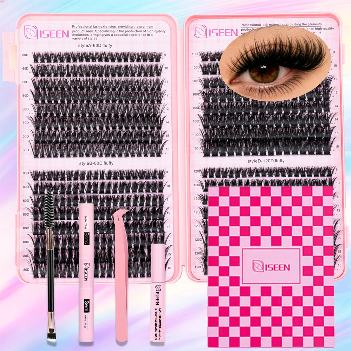 Kit Extensions Cils DIY Clusters Wispy – Colle, Scellant & Pince | Pose Maison