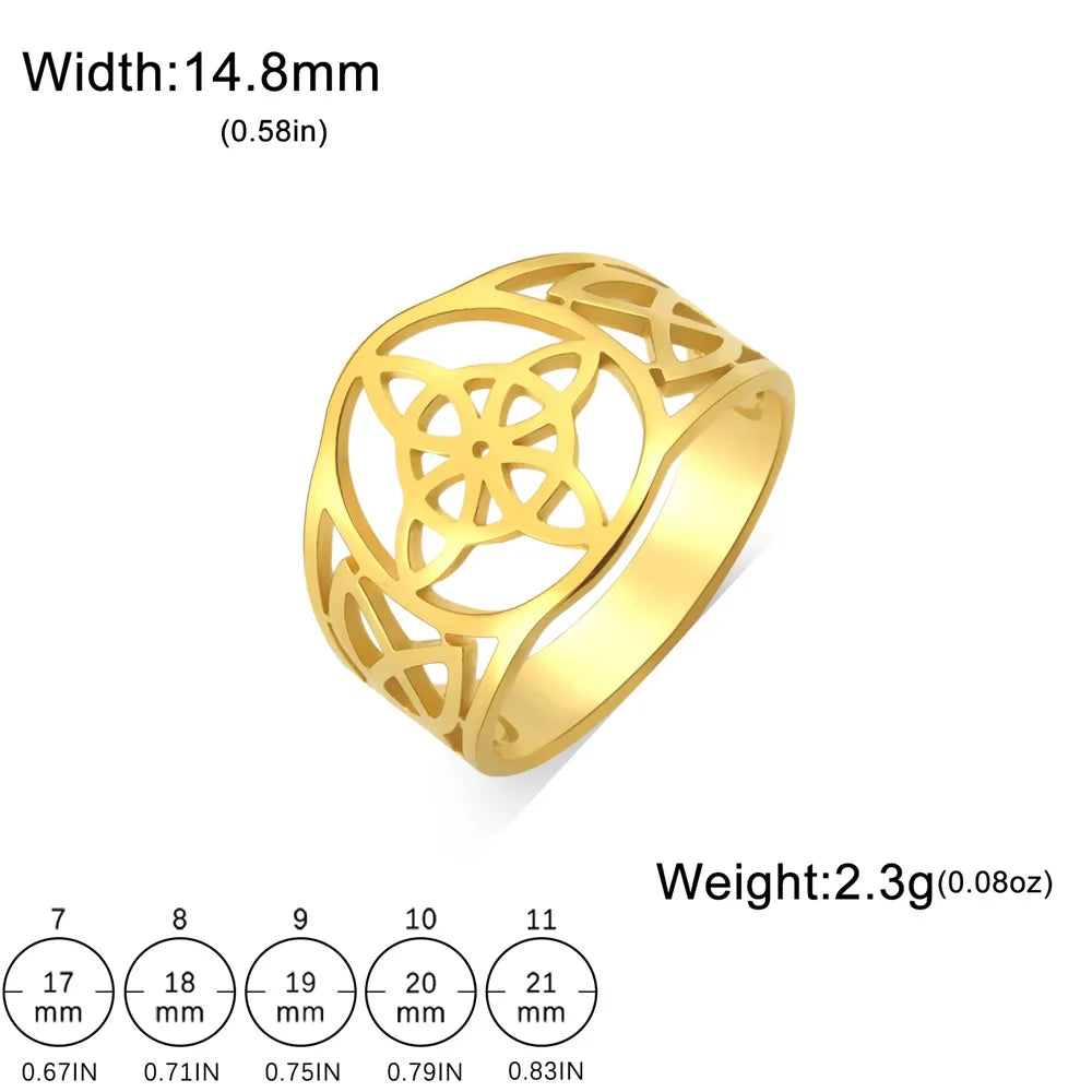 Bague Nœud Celtique Acier Inoxydable — Amulette Protection Wicca Couple