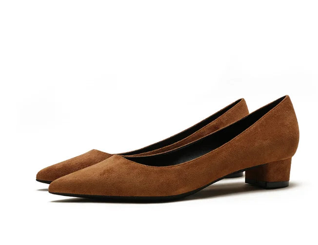 Escarpins Flock Stilettos 3 & 5CM Bout Pointu Slip-on – Rouge Marron Bleu Tailles 33-43