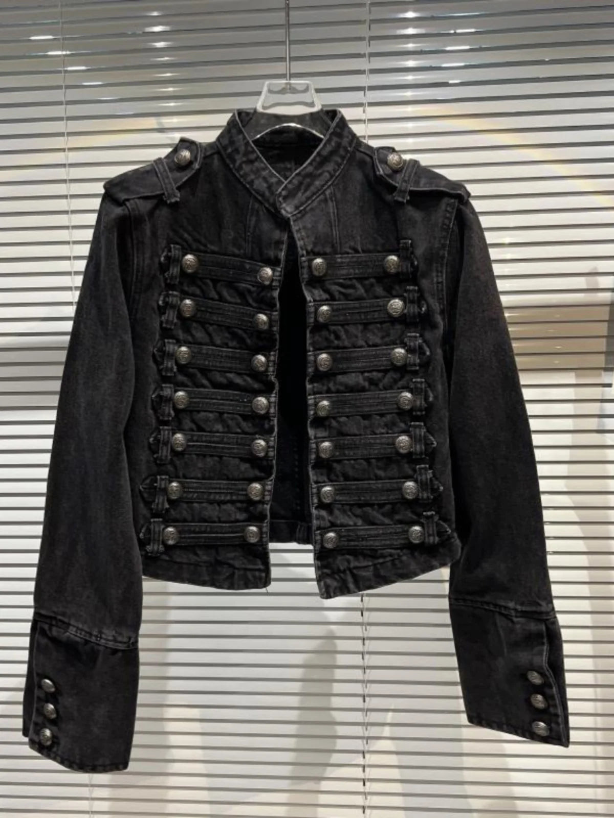 Veste en Jean Femme Style Punk Noir Col Montant Vintage Washed Manches Longues Loose – Blouson Moto Automne | Streetwear