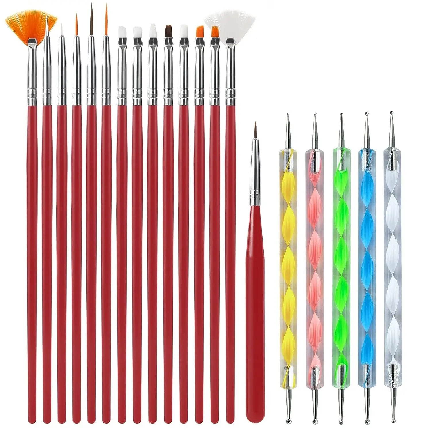 Set Pinceaux Nail Art Professionnel – Acrylique UV Gel Dessin & Dotting | Outils Manucure & Maquillage
