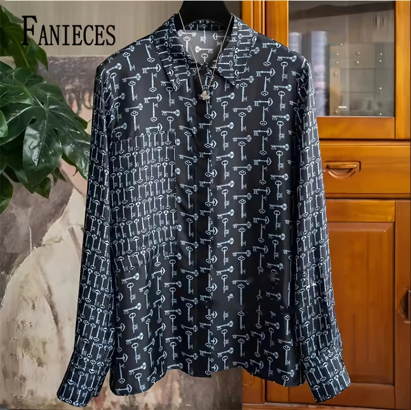 Chemisier Femme Vintage Imprimé Luxe Manches Longues Slim Élégant – Blouse Casual Chic | Automne S-3XL
