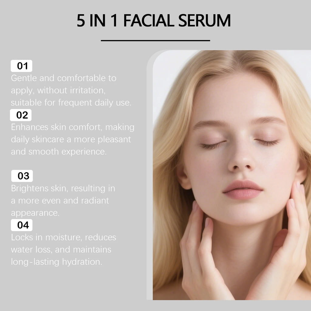 HOYGI Sérum Visage 5-en-1 – Vitamine E Collagène Anti-Rides Raffermissant Hydratant Éclat Pores