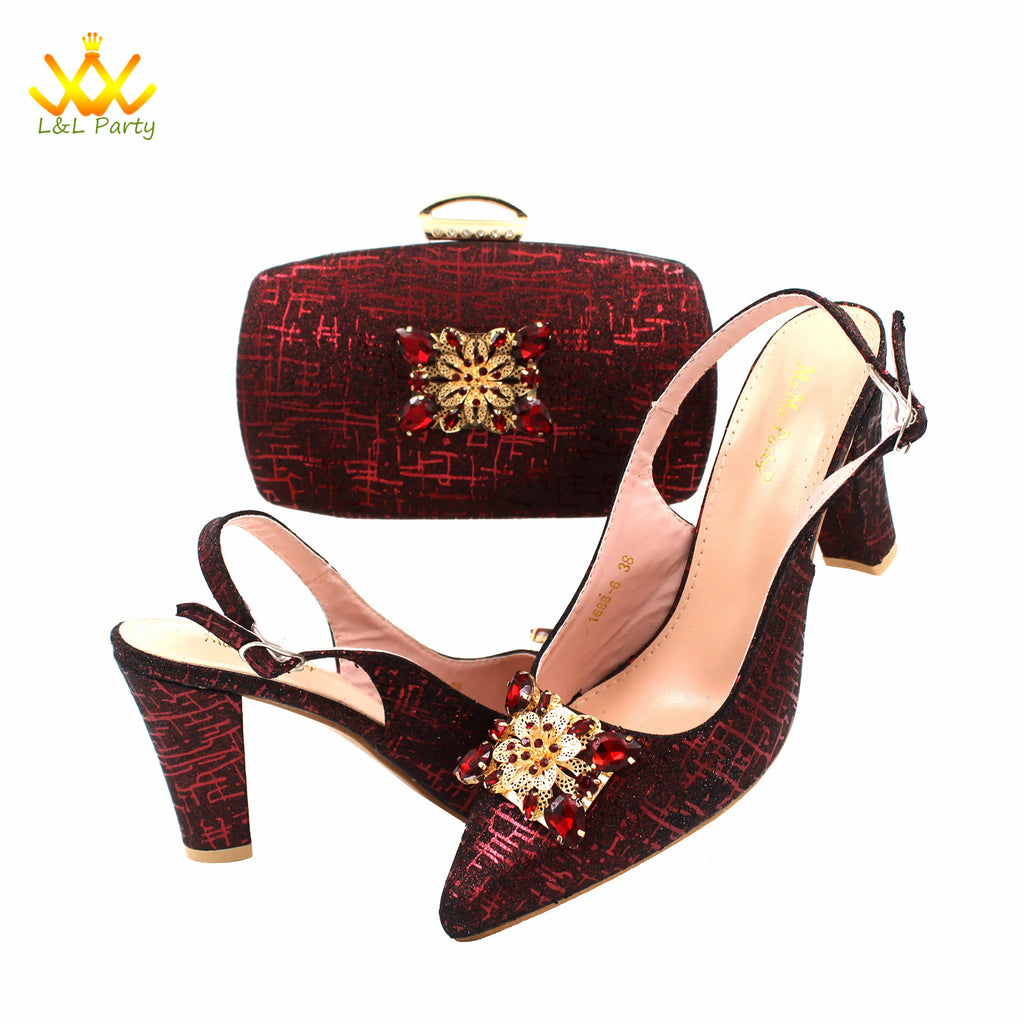 Ensemble Chaussures + Sac Italien Orange Cristal – Pumps Luxe Mariage Fête 2024