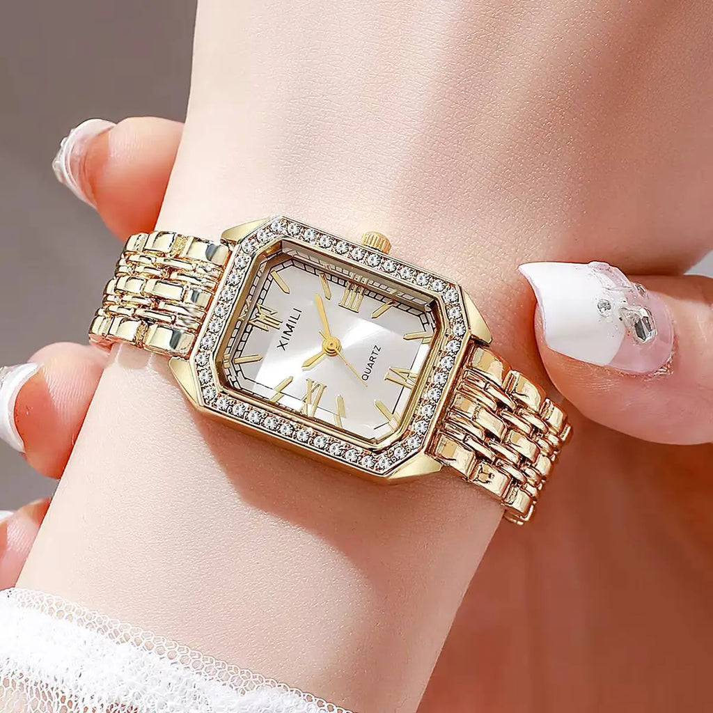 Damen Quarzuhr Rechteck Strass Armband Mode – Elegant Trend Geschenk