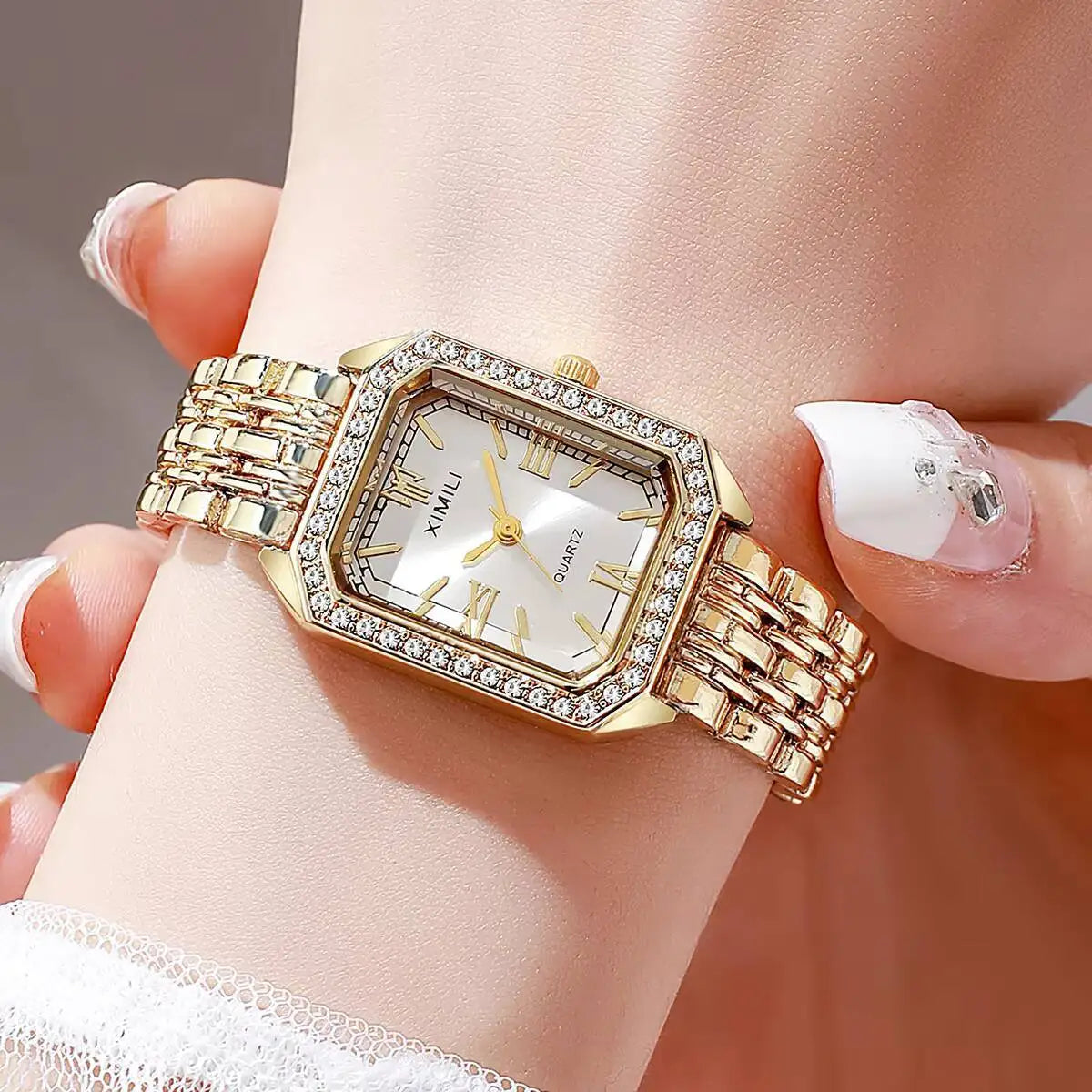 Coffret Montres Femme Rectangle Strass Quartz Bracelet – Set 2/3/5 Pièces Fashion Élégant