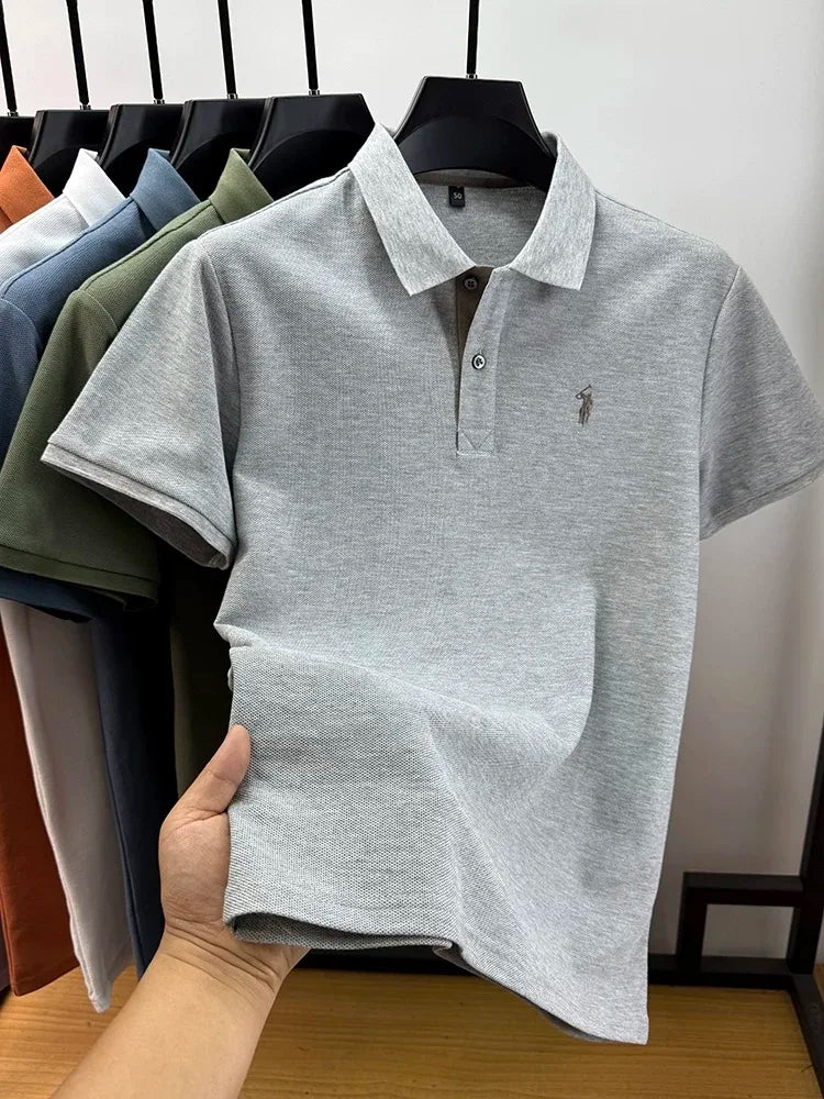Polo Homme 100% Coton Manches Courtes Broderie Poney Élégant Golf Casual Été – Style Designer Premium | Mode Homme Luxe