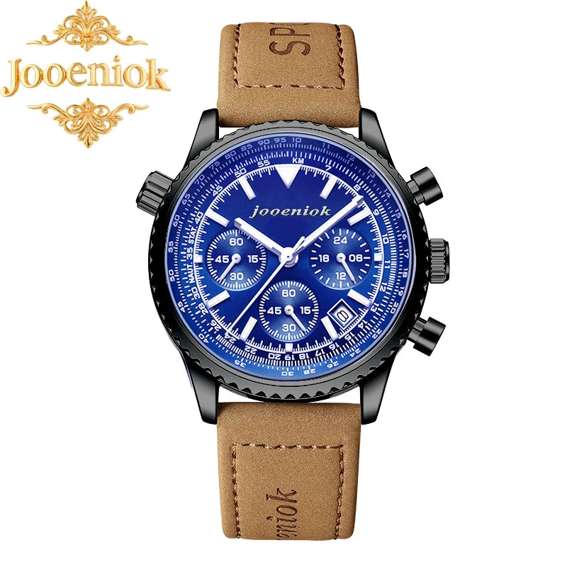 Montre Homme Luxe Chronographe Quartz Cuir – Sport Étanche Lumineux Date Fashion 2025