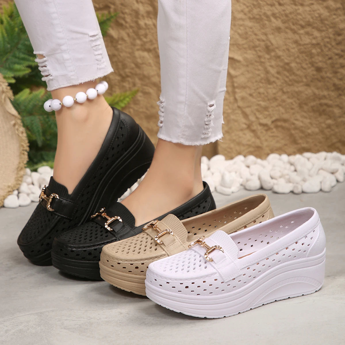 Chaussures Sport Wedge Semelle Épaisse Non-Slip Femme – Respirantes Sexy Travail Printemps