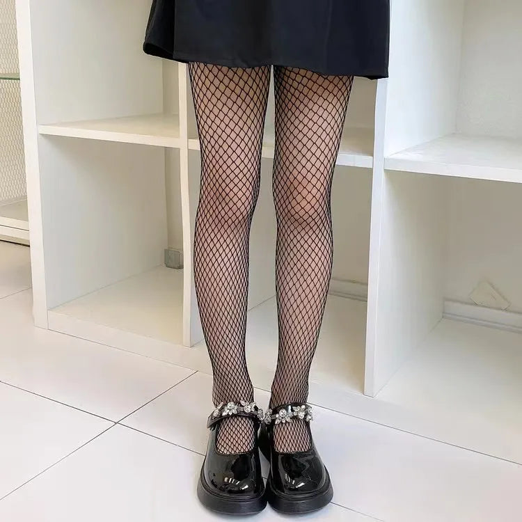 Strass-Netzstrumpfhose für Mädchen – Elastische Netzstrümpfe für Kinder, Damenmode, Trend