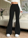 Pantalon Yoga Flare Taille Haute Femme Noir – Legging Élastique Confortable | Fitness & Sport